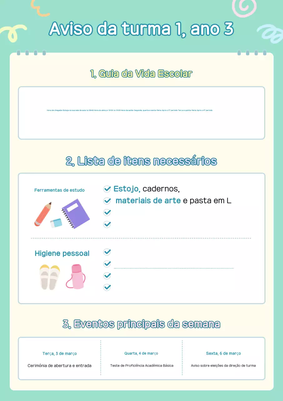 Aviso sobre o Guia de Vida Escolar Impecável