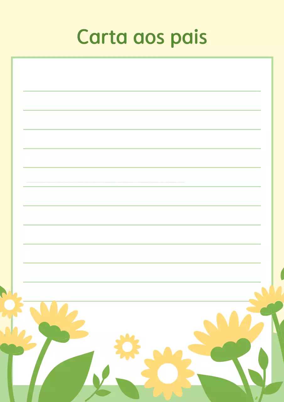 Carta amarela organizada para os pais