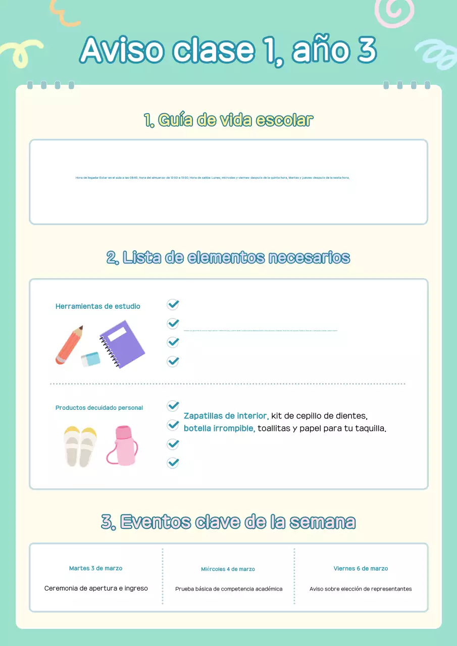 Aviso de la Guía de Vida Escolar Mint Clean