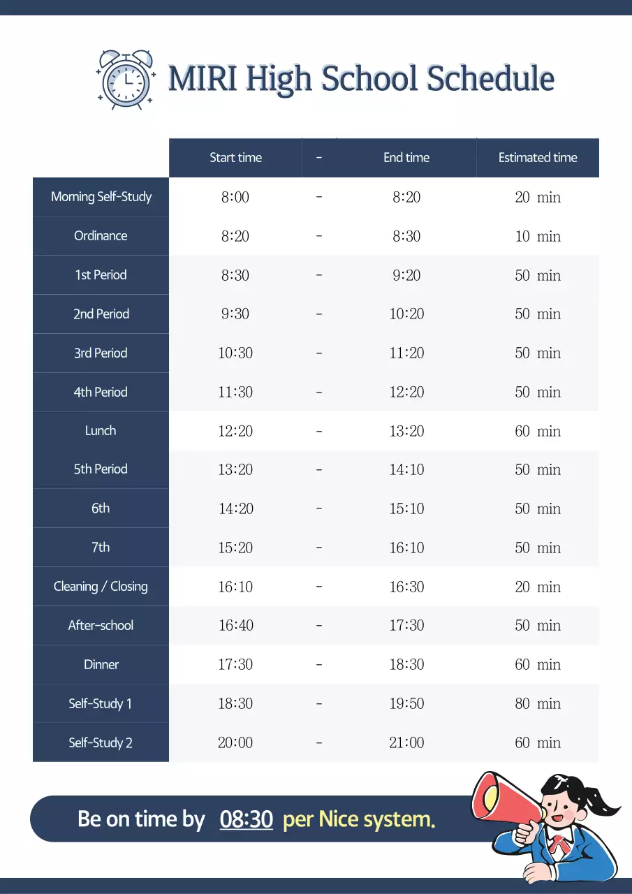 Blue Neat School Schedule Guide