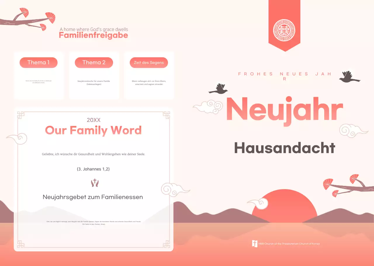 Einfacher rosa Familiengottesdienstleitfaden zum Mondneujahr