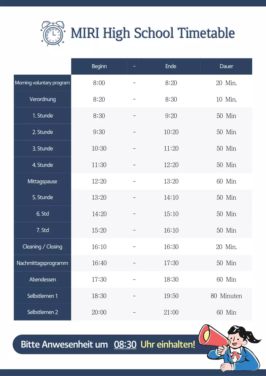 Blue Neat Schulstundenplan-Leitfaden