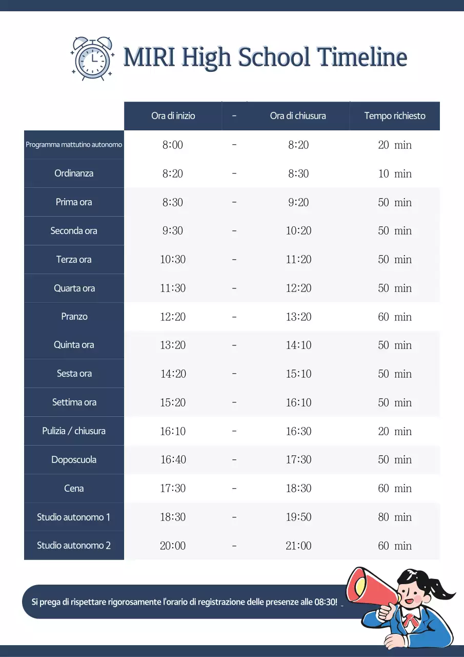 Guida all'orario scolastico Blue Neat