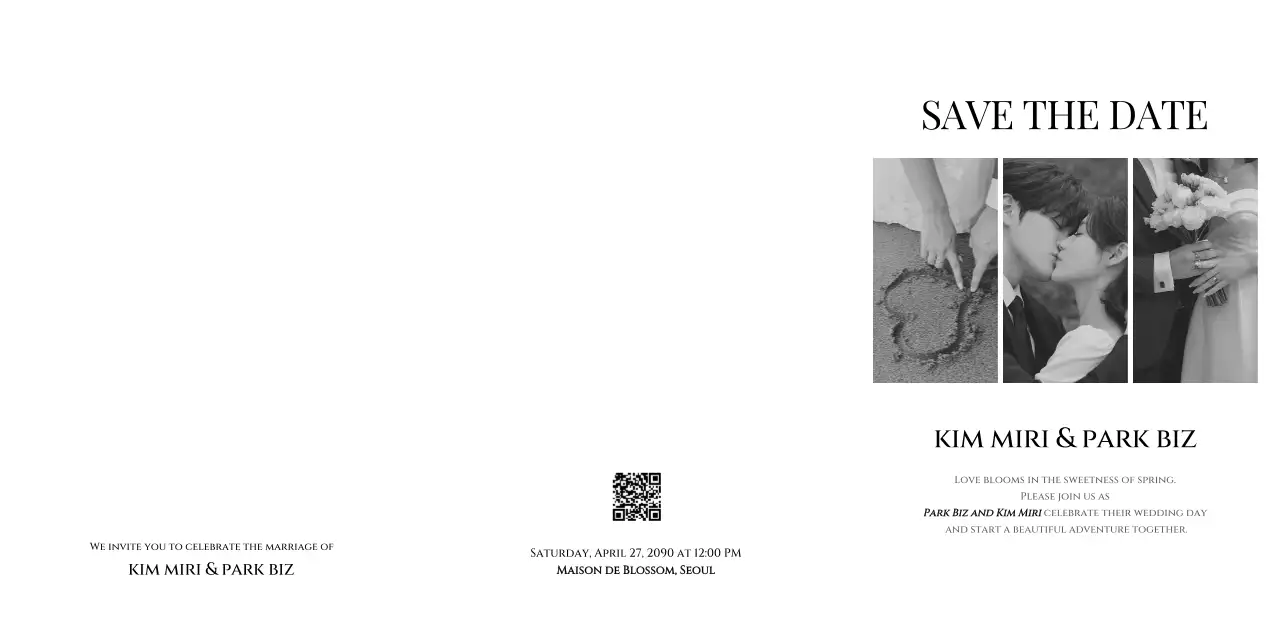 흑백 클래식 결혼 초대장