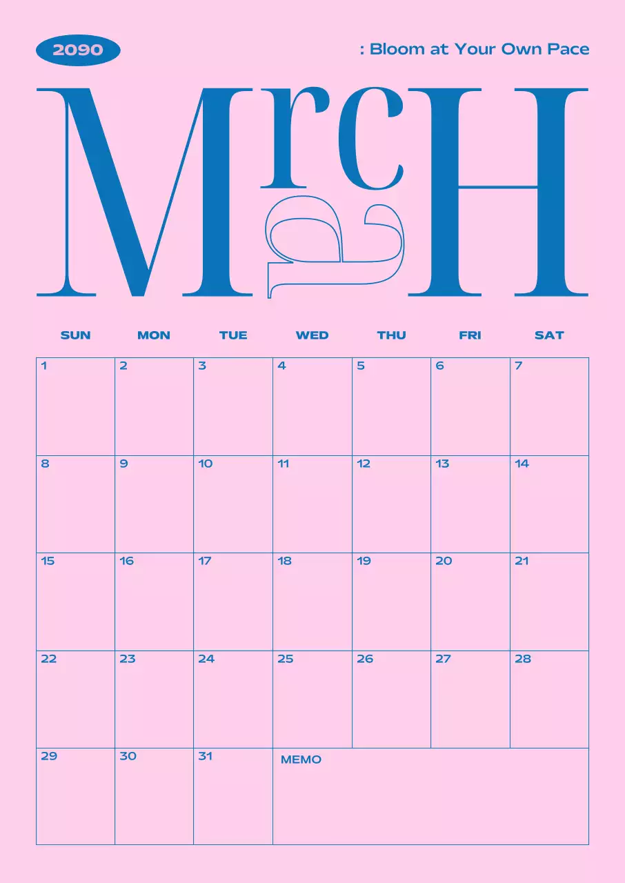 분홍 심플 달력 안내