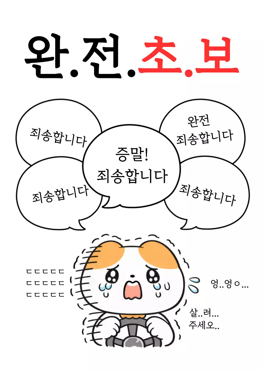 빨강 심플 운전 초보 안내