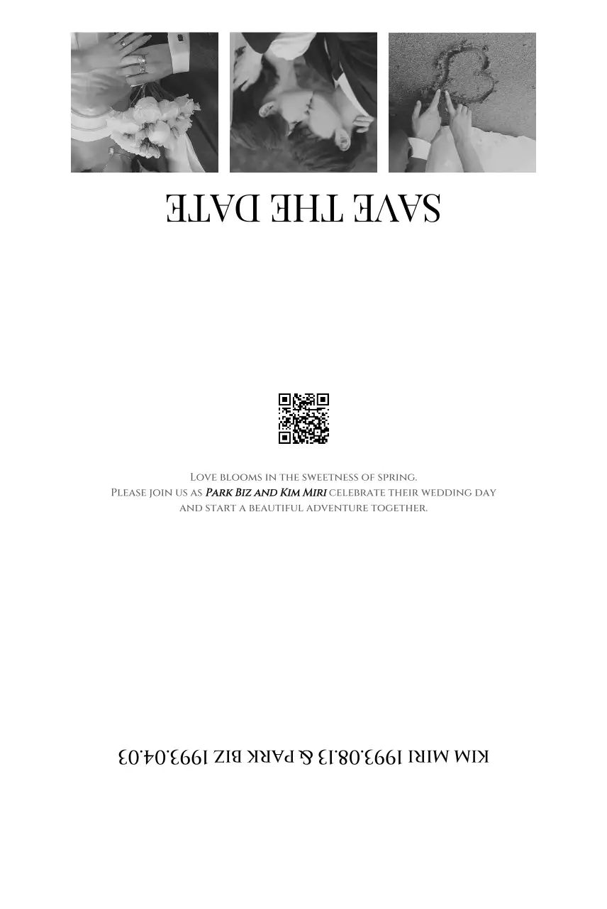 흑백 클래식 결혼 초대장