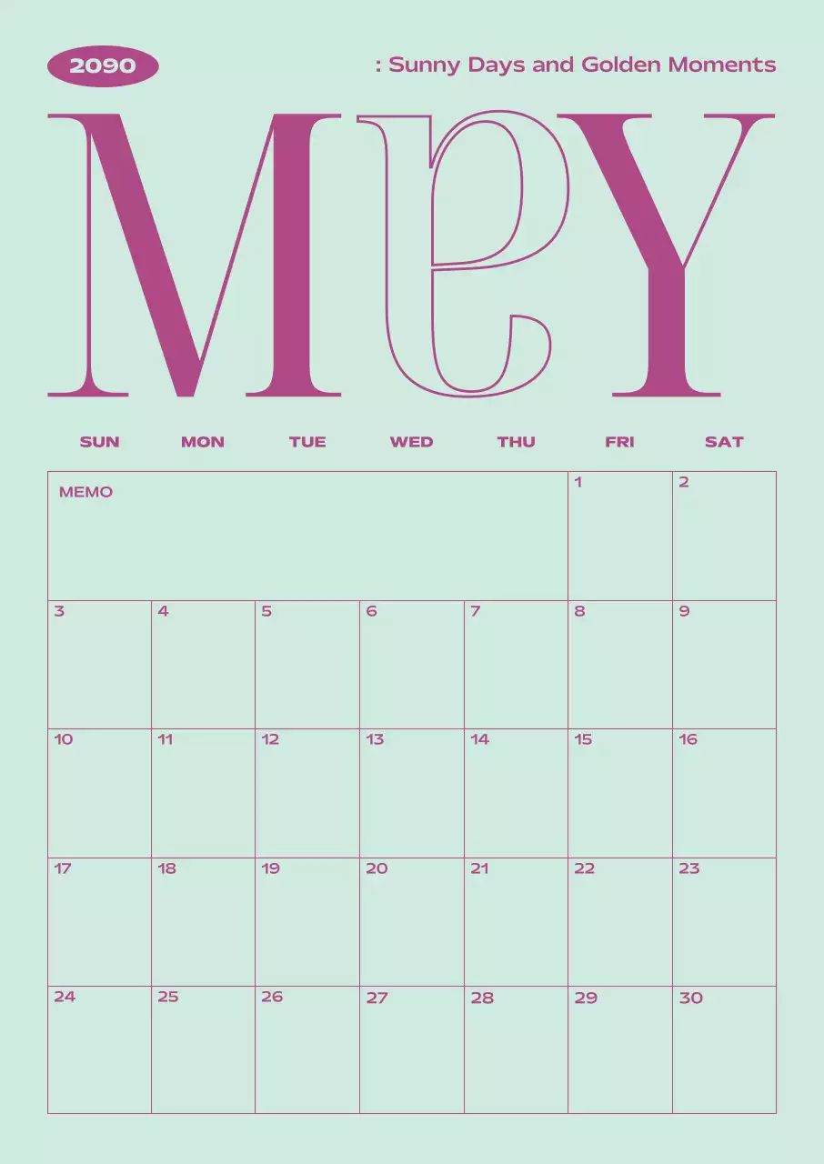 연보라 미니멀 달력 캘린더