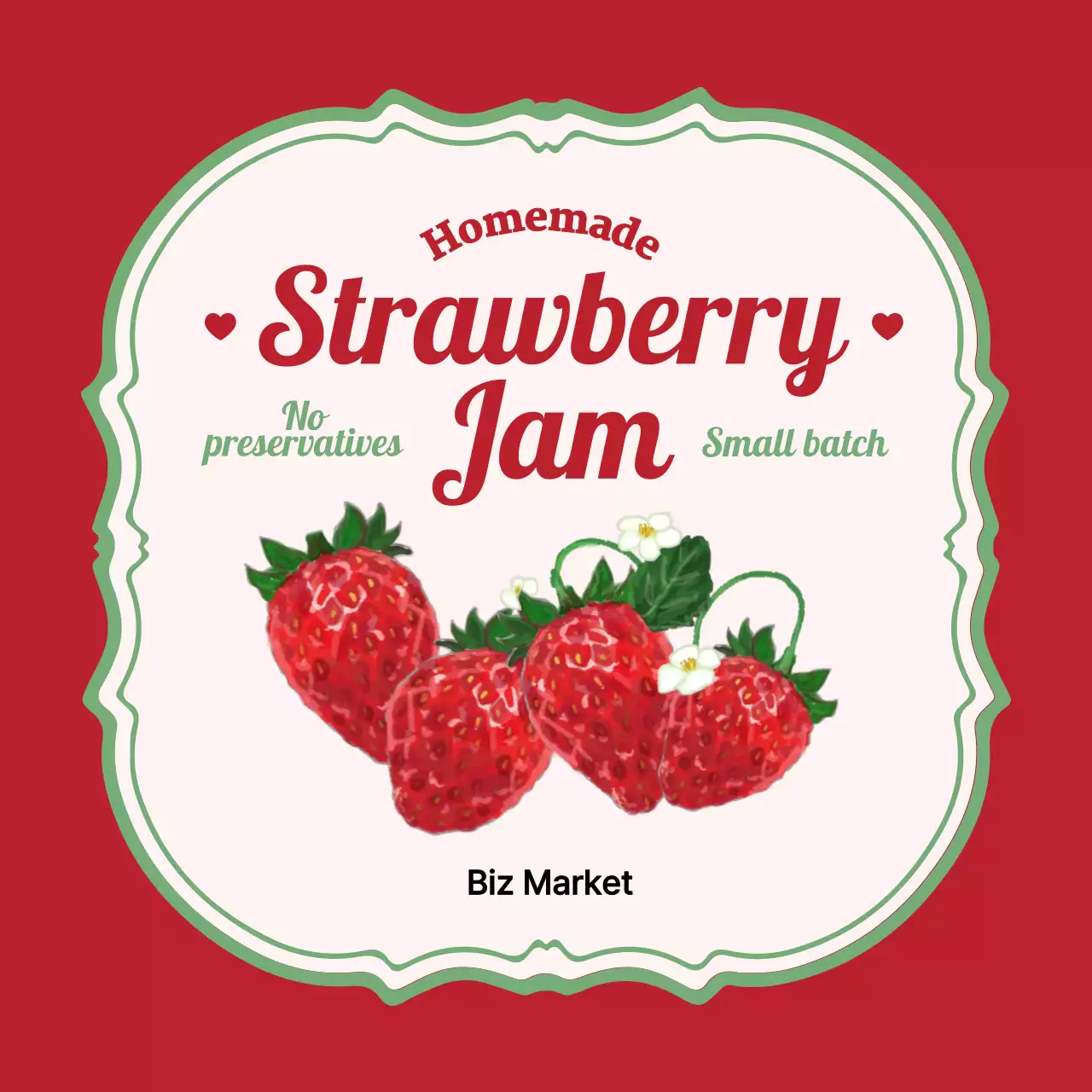 빨강 심플 딸기잼 제품 홍보