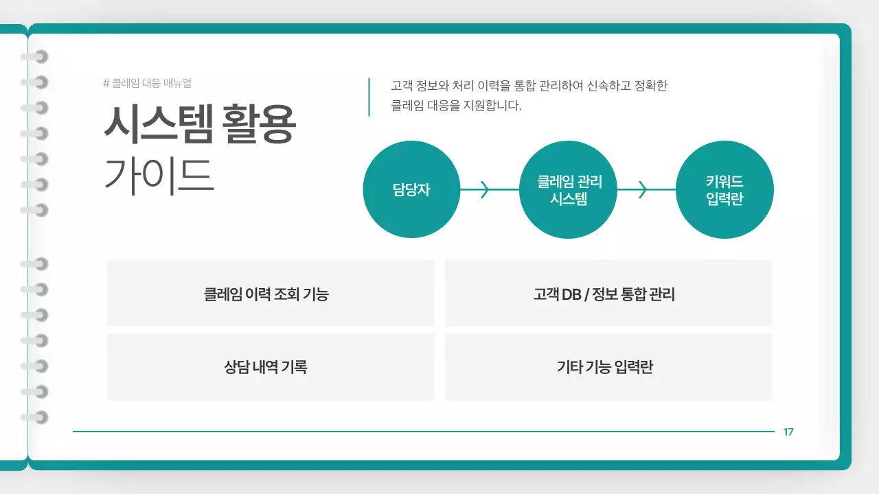 청록색의 깔끔한 클레임 대응 매뉴얼 안내