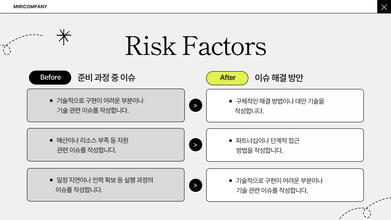 회색의 심플한 비즈니스 아이디어 기획서