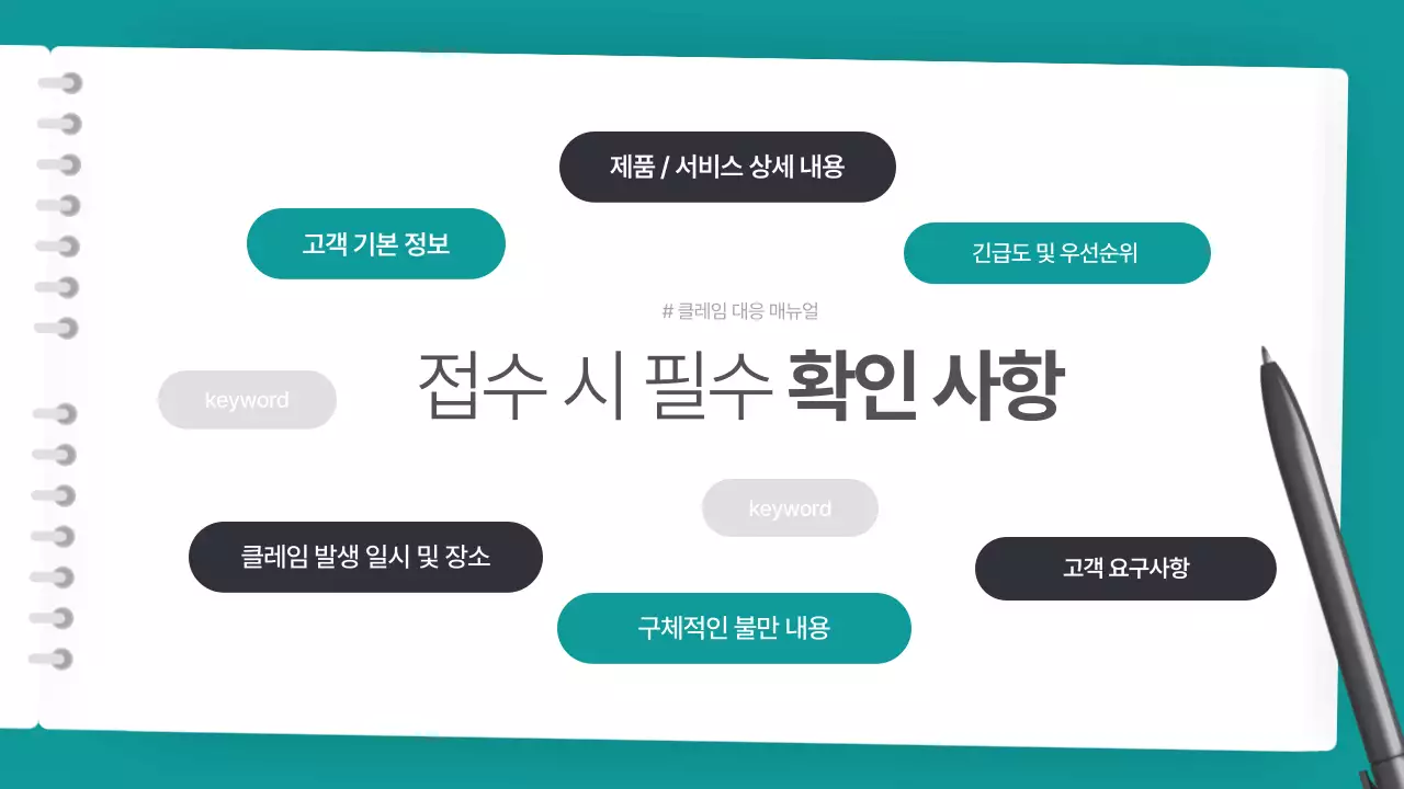 청록색의 깔끔한 클레임 대응 매뉴얼 안내