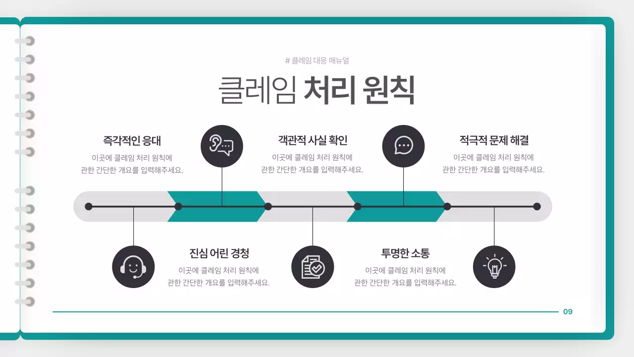 청록색의 깔끔한 클레임 대응 매뉴얼 안내