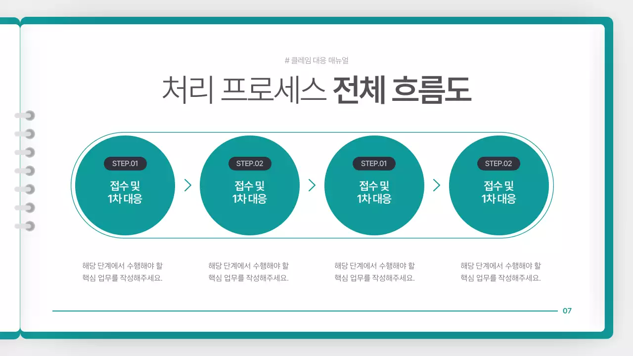 청록색의 깔끔한 클레임 대응 매뉴얼 안내