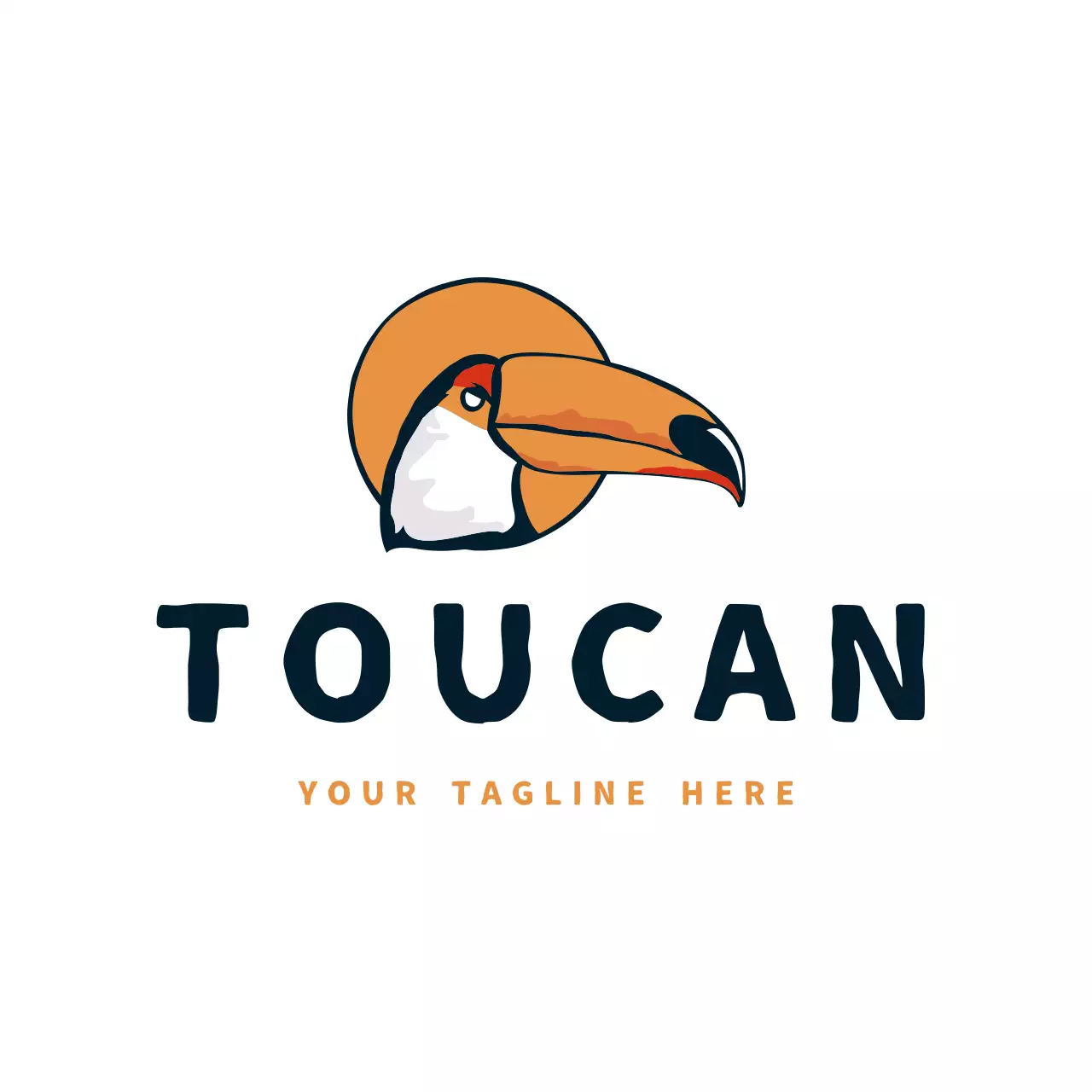 orange minimalist toucan bird for brand identity