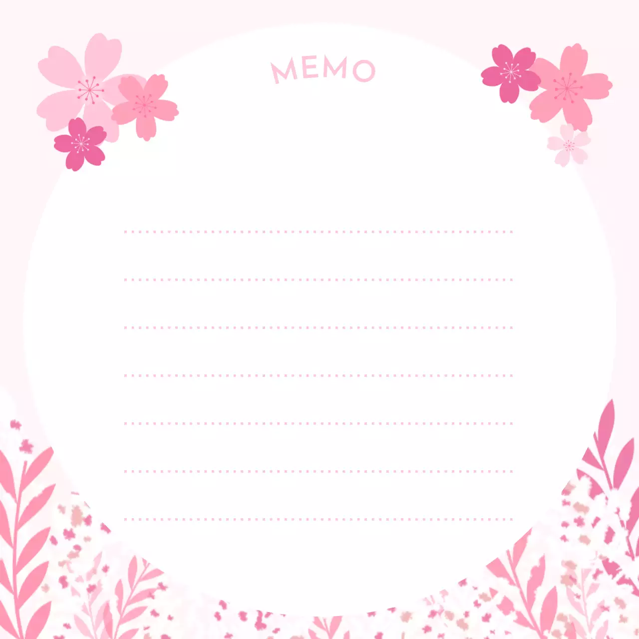 분홍색 아기자기한 봄 꽃무늬 편지프레임