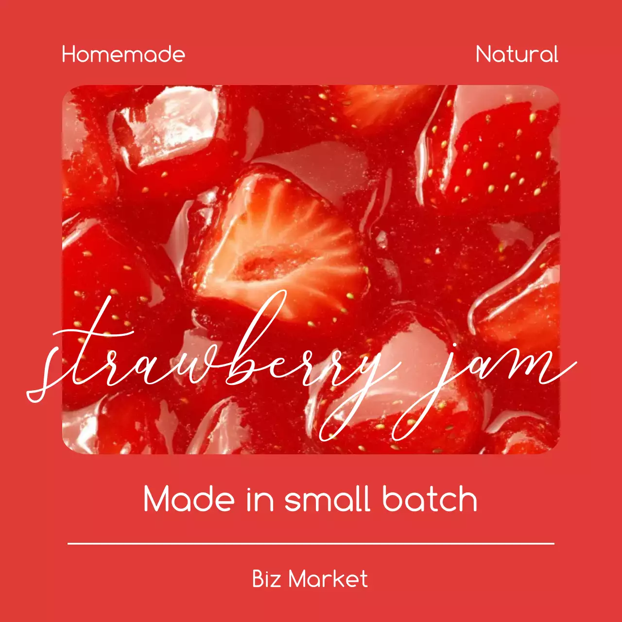 빨강 심플 수제잼 제품 홍보