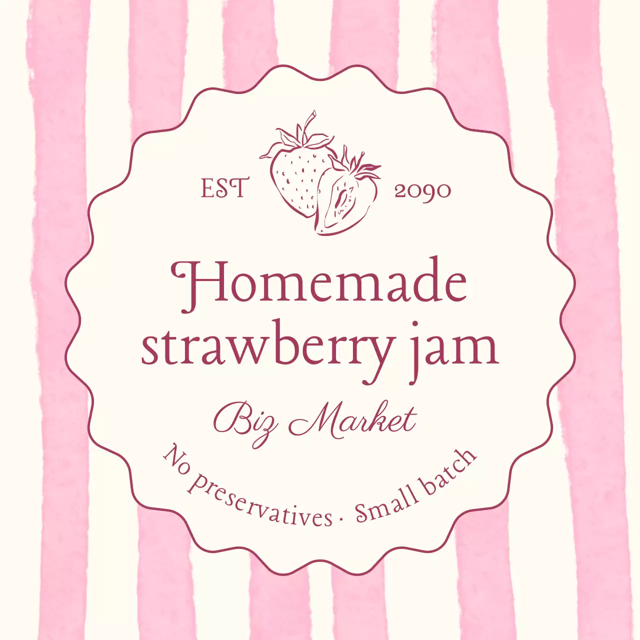분홍색 심플 수제 딸기잼 홍보