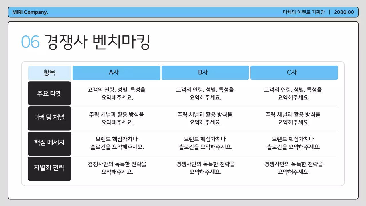 파랑 깔끔 마케팅 이벤트 기획안 기획