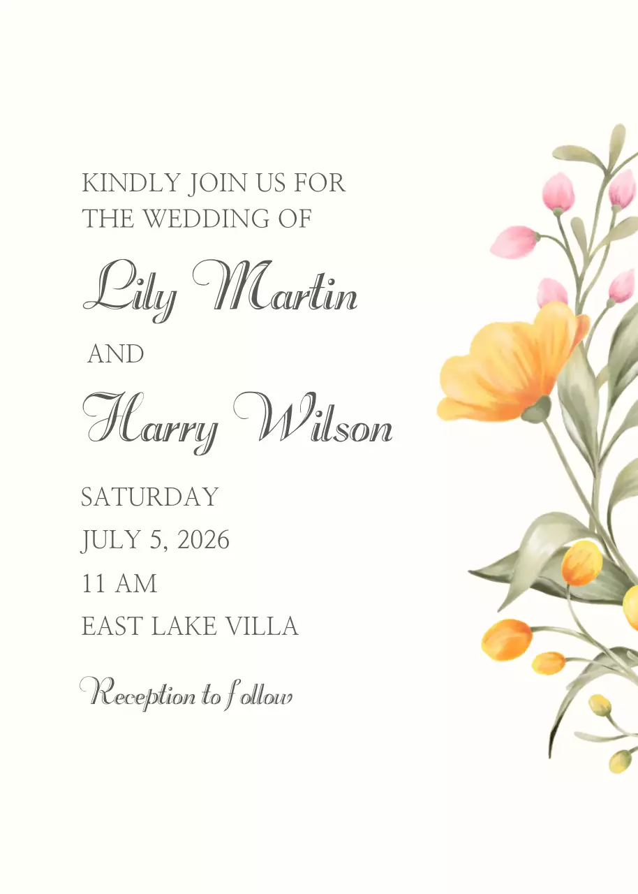 Yellow Elegant Floral Frames