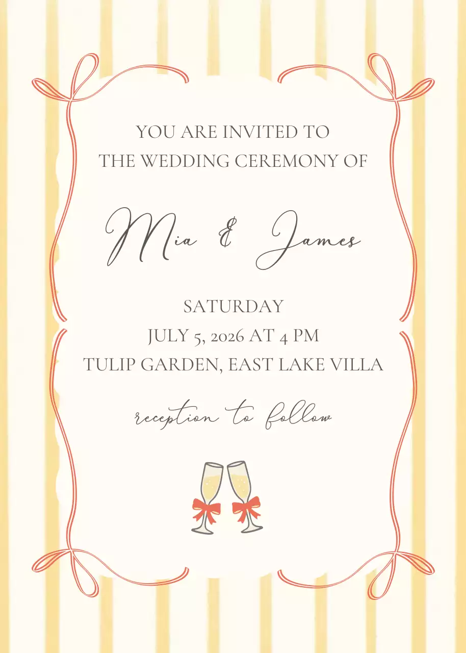 Yellow Orange Ribbon Cute Frame