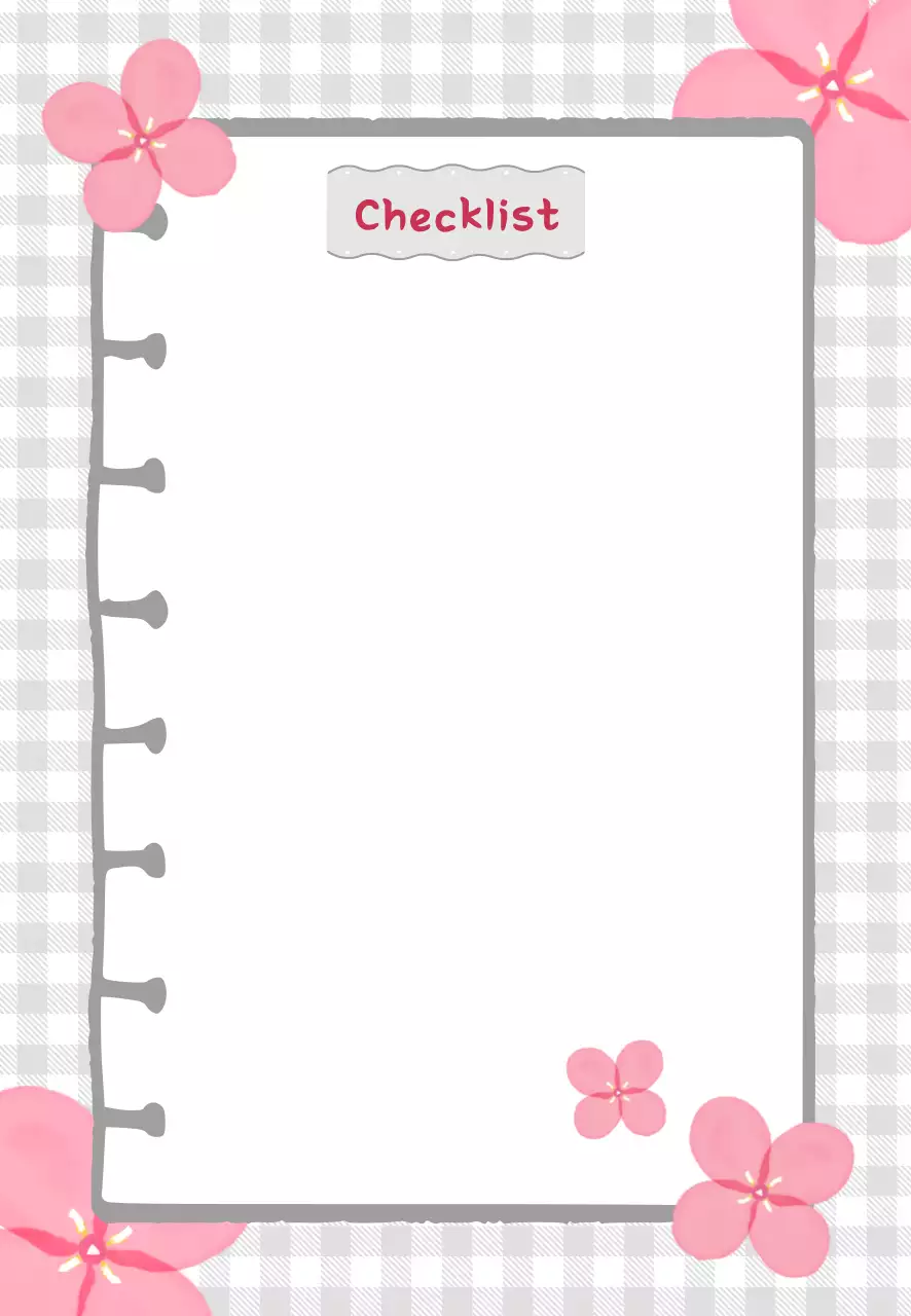 핑크 심플 벚꽃 체크리스트 미니 노트