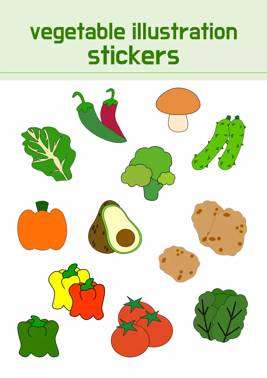 귀여운 초록색 채소 일러스트 모음