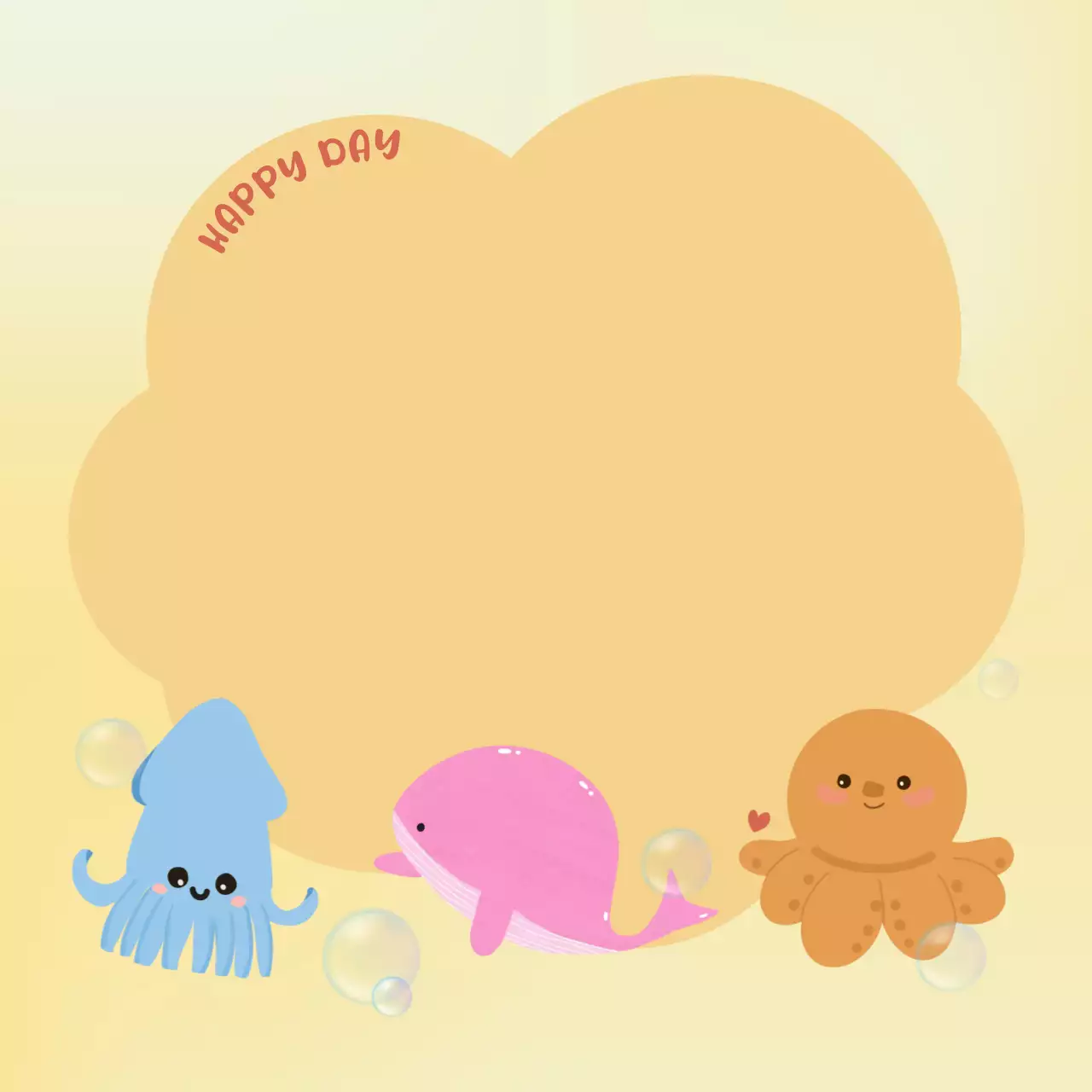 노란 귀여운 바다친구들 포토프레임