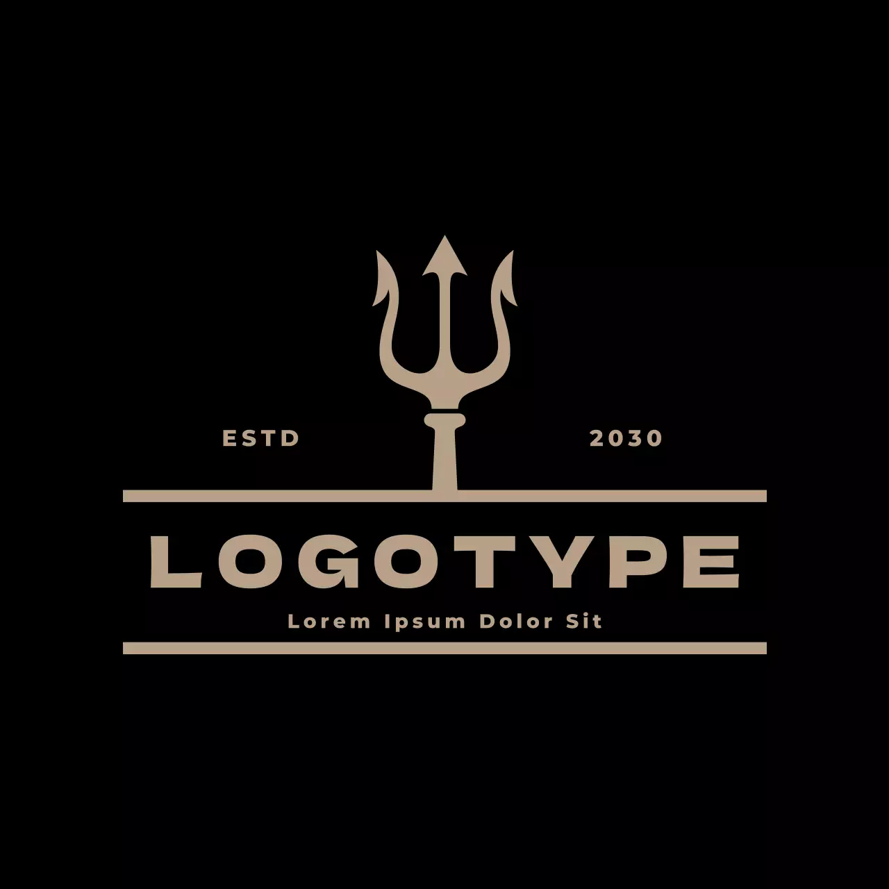 Beige Minimalist Nautical Trident Brand Identity