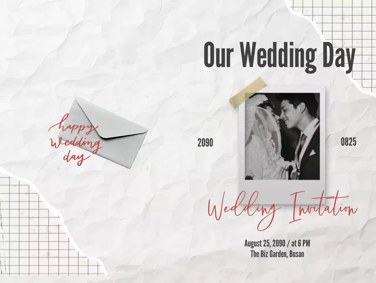 흰색 심플 결혼식 안내