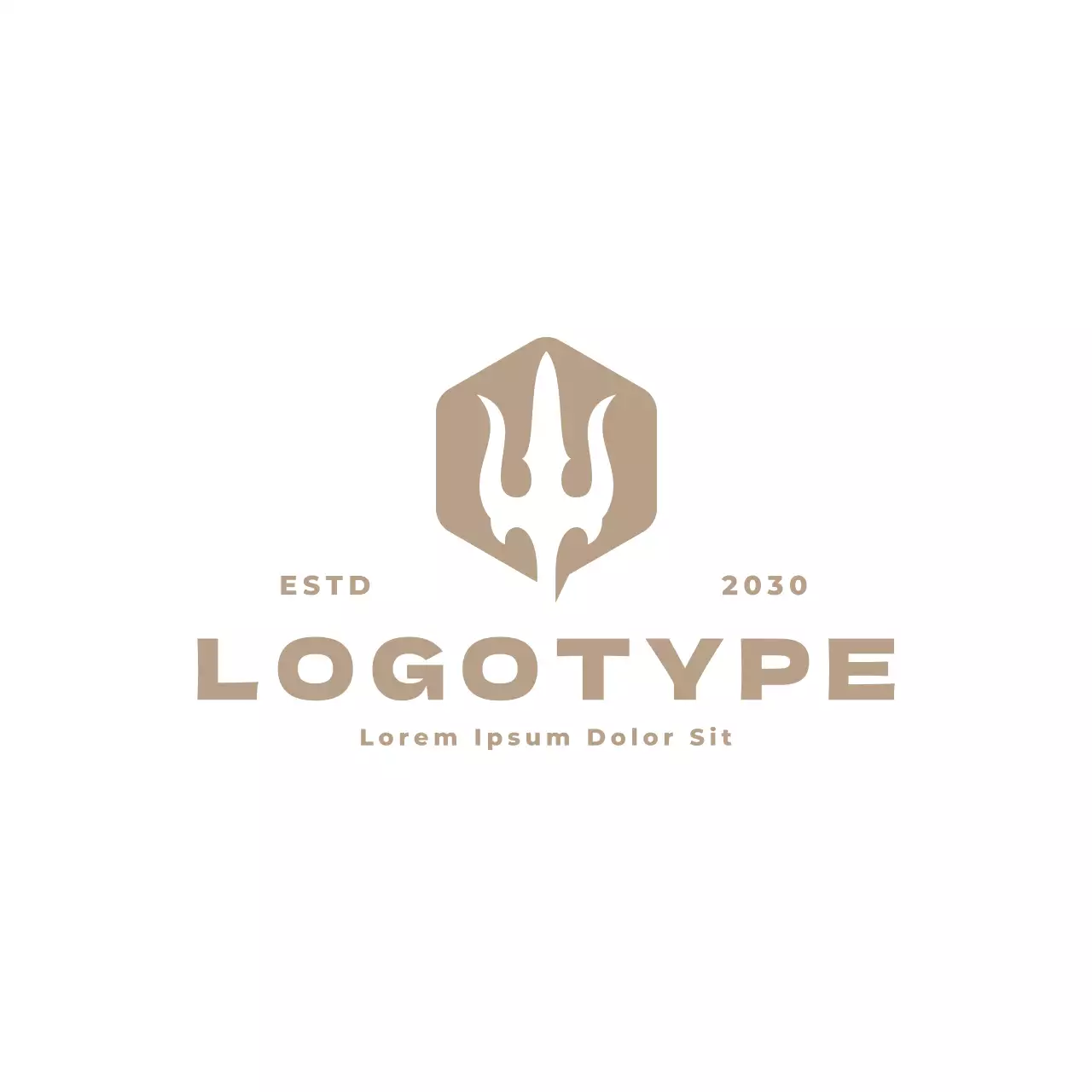 Beige Minimal Nautical Trident Branding