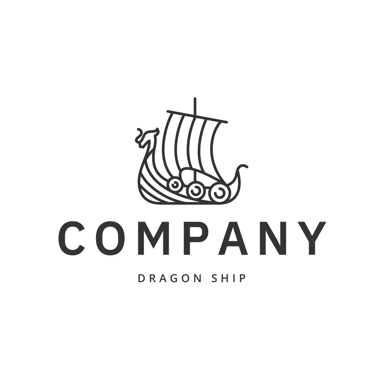 Black Minimal Norse Viking Ship Branding