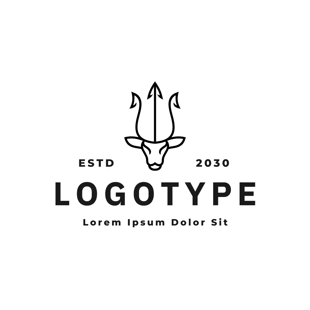 Black Minimal Deer Antler Trident Identity