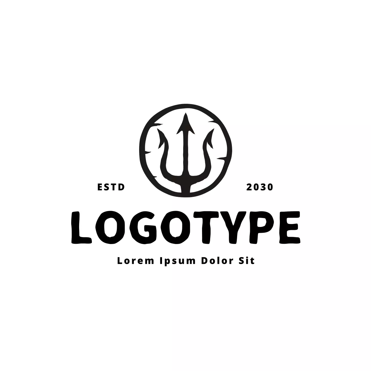 Black Retro Maritime Trident Branding Concept