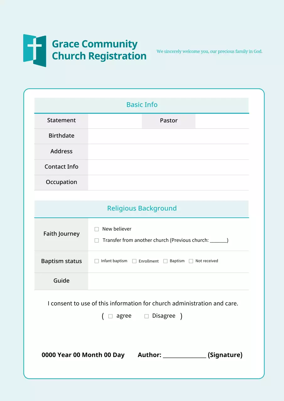 blue simple church registration guide