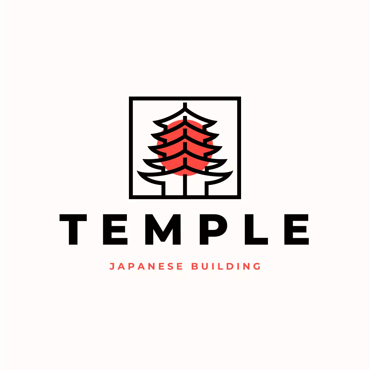 Black Simple Japanese Temple Brand Identity