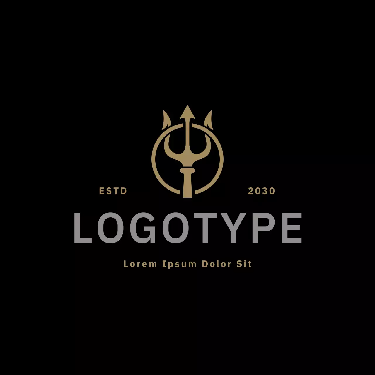 Gold Minimalist Mythology-Inspired Trident Identity