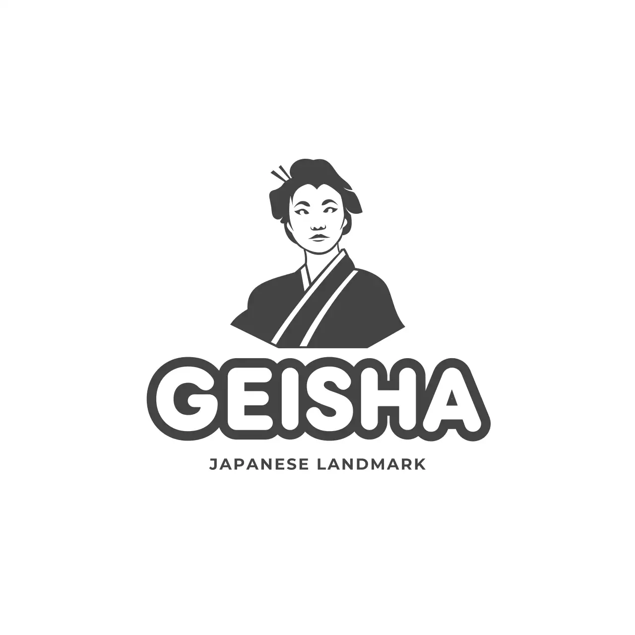 Black Traditional Japanese Geisha for Brand Identity