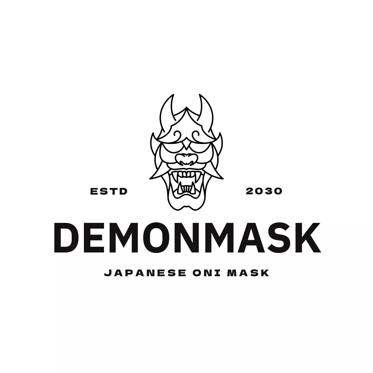 Black Minimal Japanese Oni Mask Brand Identity
