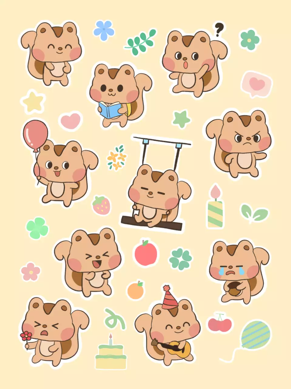 연두 아기자기한 만화 스티커