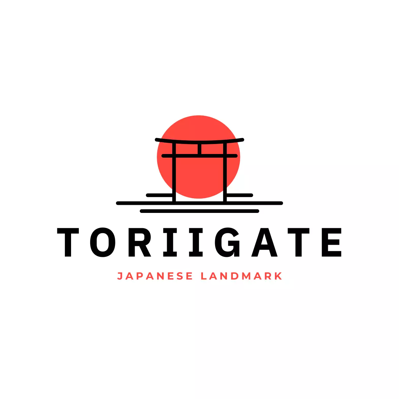 Red Minimal Japanese Torii Gate for Brand Identity