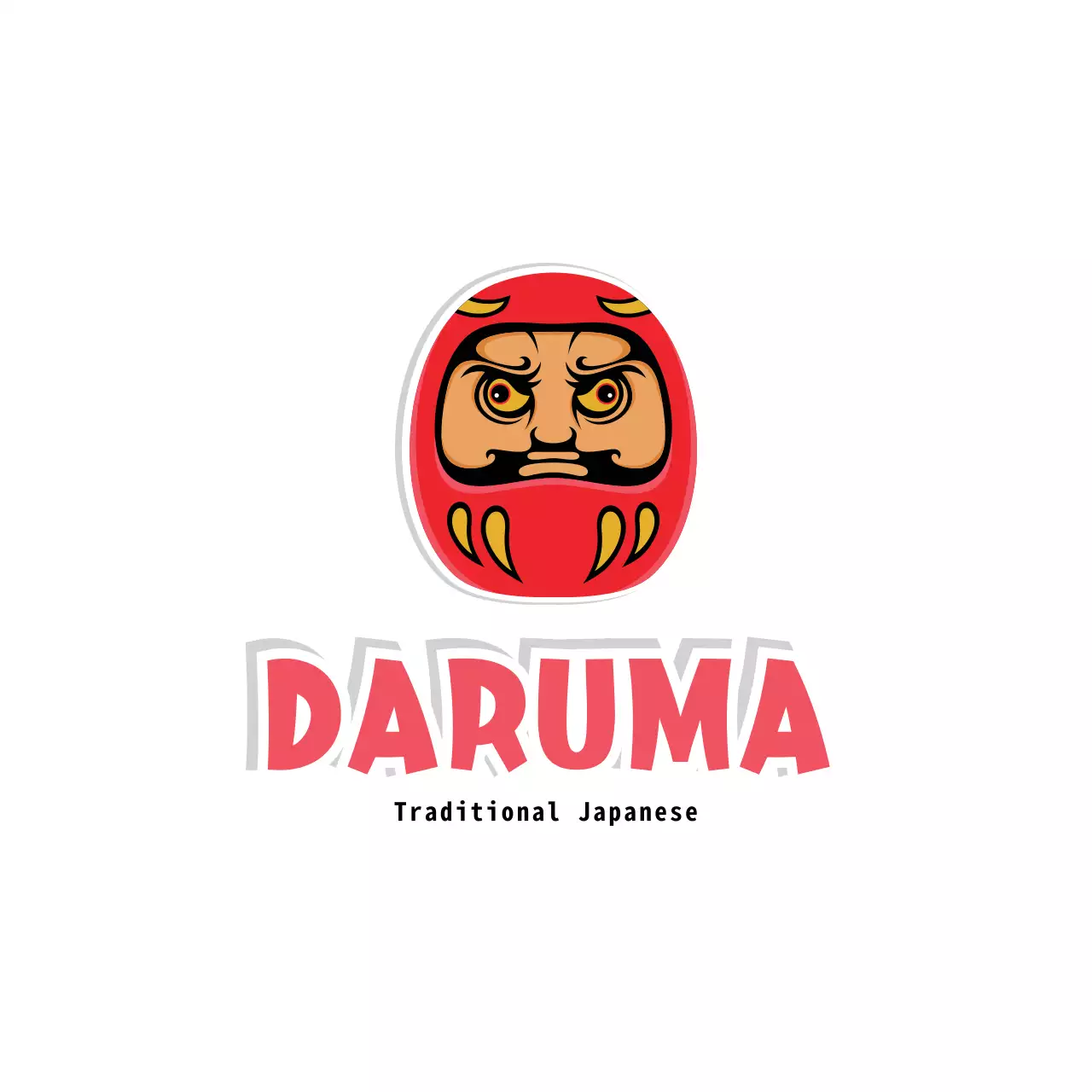 Red Traditional Japanese Daruma Doll Brand Identity