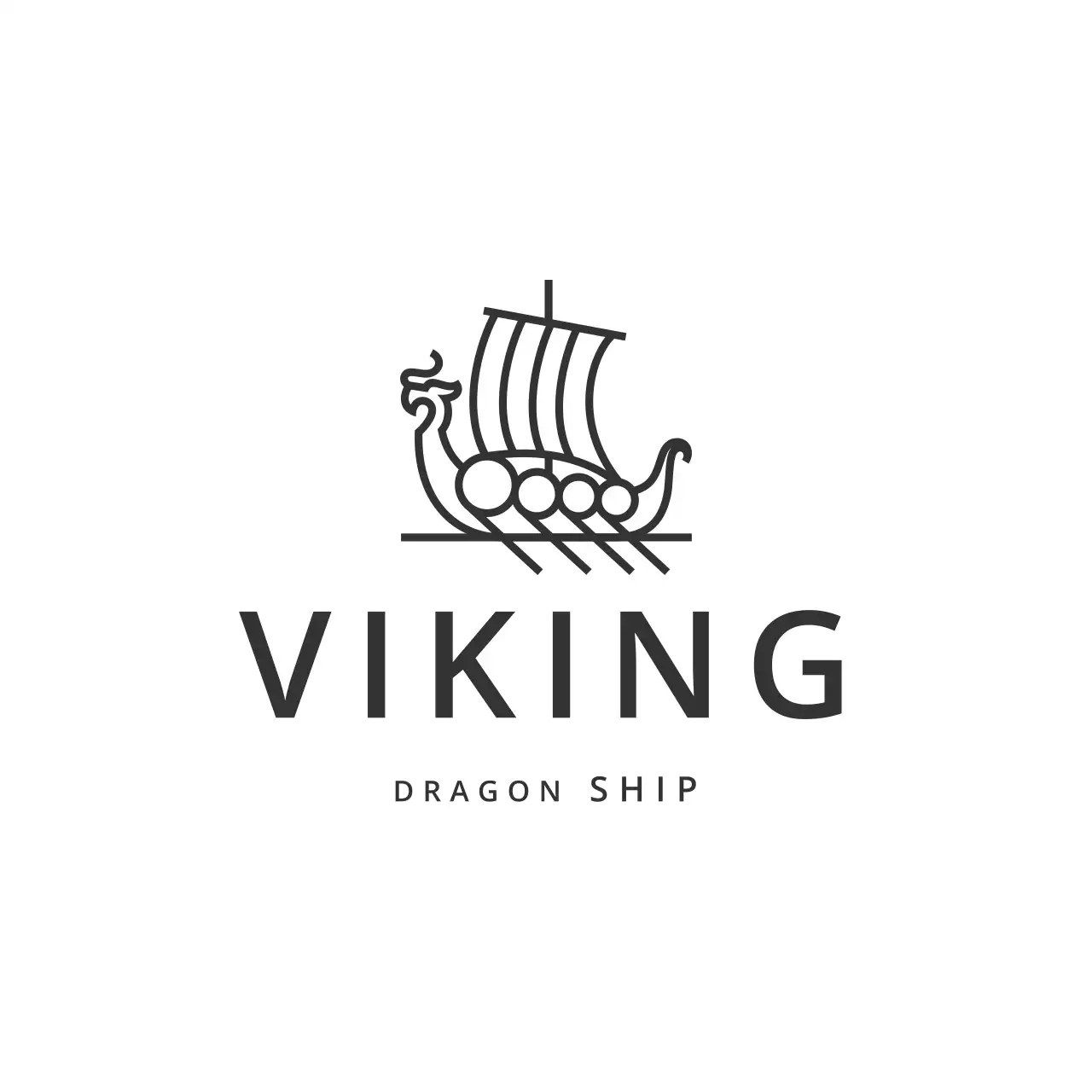 Black Minimal Norse Viking Ship Branding