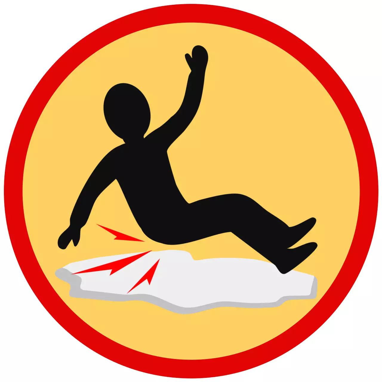 빨강 심플 미끄럼 주의