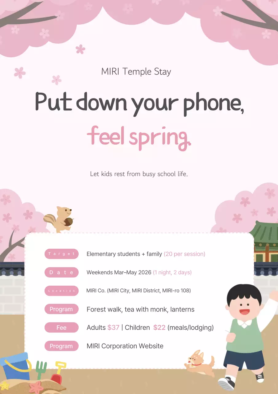 Promotion of the Pink, Sweet Spring Templestay