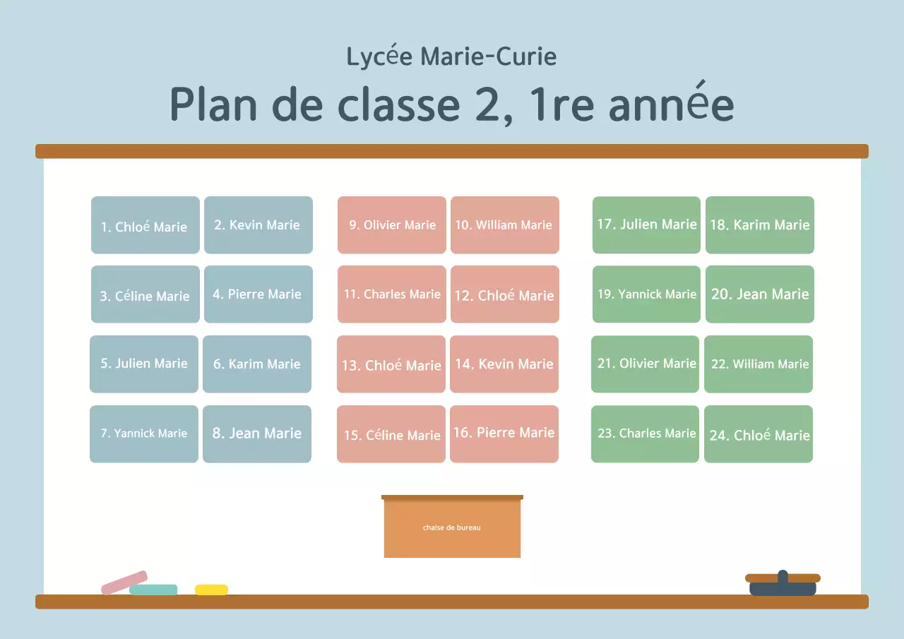 Plan de salle Sky Blue Neat School