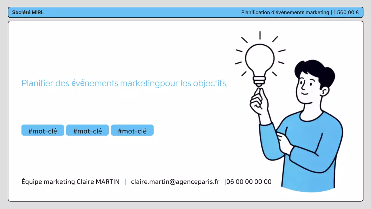 Plan de planification d'événements marketing Blue Clean