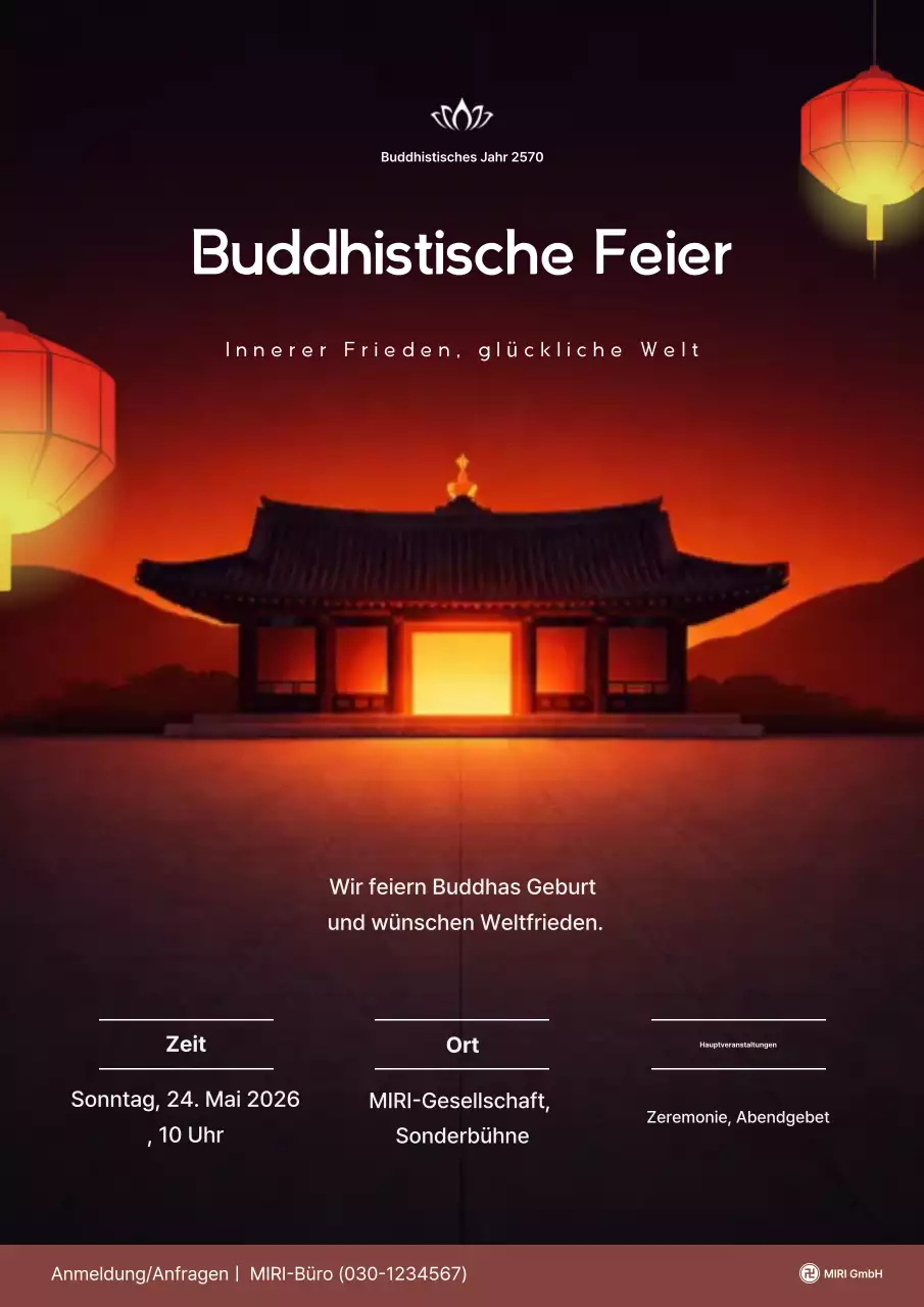 Werbung für eine stilvolle Veranstaltung zum Geburtstag des roten Buddha