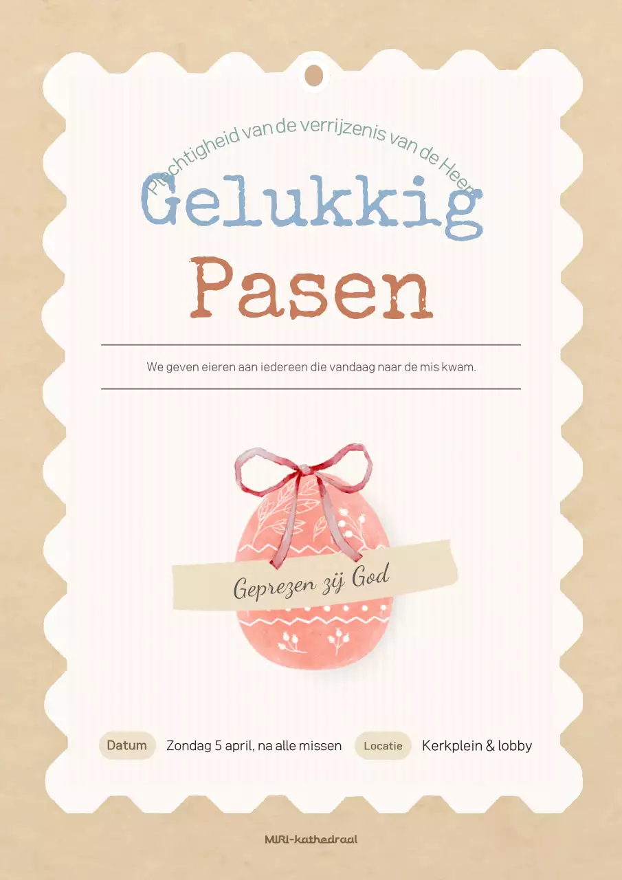 Beige minimalistisch paasevenement