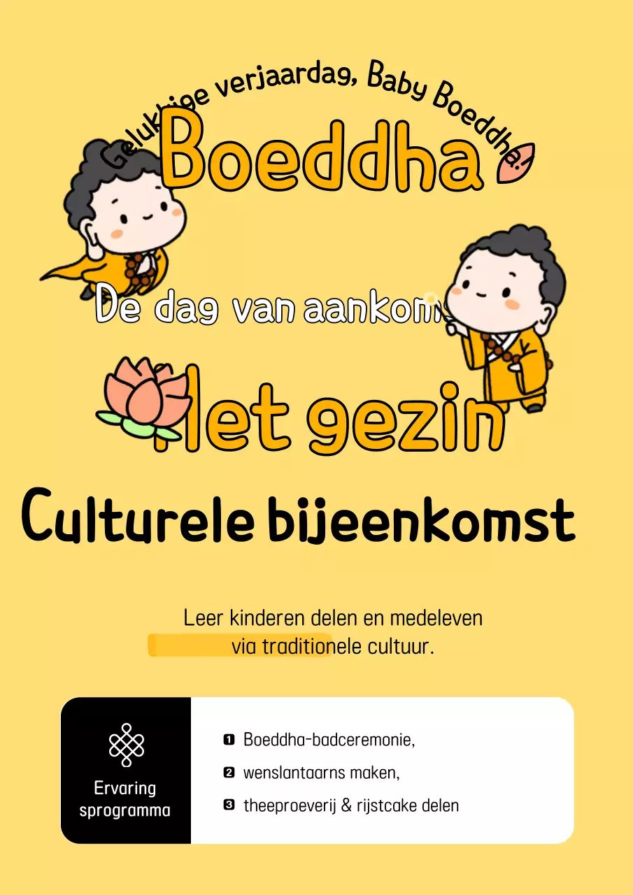 Gids voor het culturele evenement ter ere van de verjaardag van de Gele Baby Boeddha
